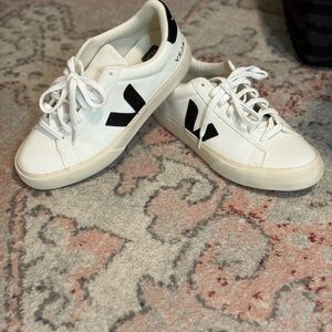 Veja White Sneakers with Black Detailing